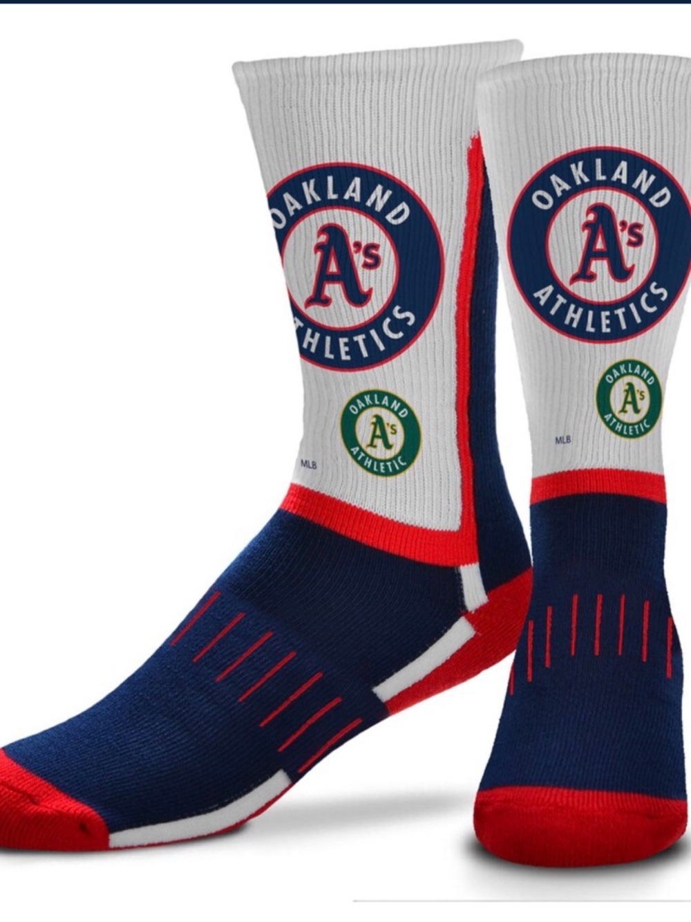 Men’s Oakland Athletics Crew Socks - White/Navy/Red